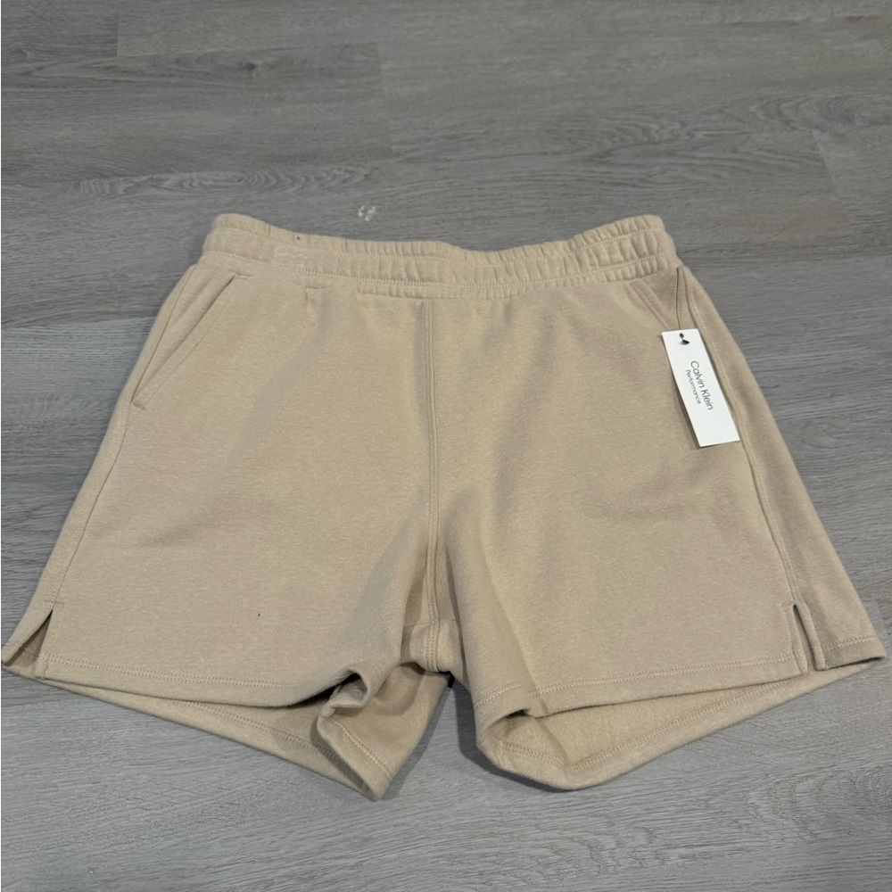Calvin Klein Tan Athletic Shorts with Elastic Waistband
